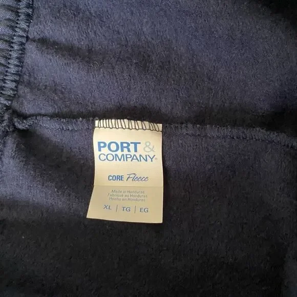 Port & Company core fleece men XL pull on sweatpants W/elastic waist navy blue - Picture 3 of 7